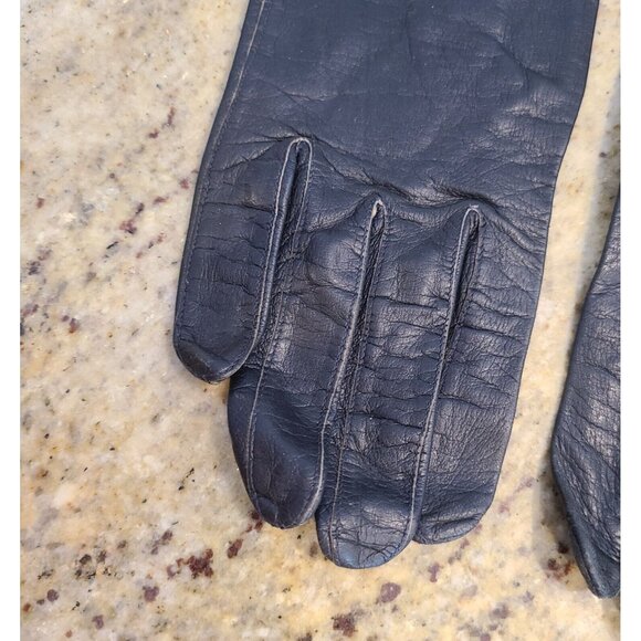 Vintage Womens Size S 6.5 Gray Soft Leather 14" Long Formal Gloves Belgium - Picture 2 of 14